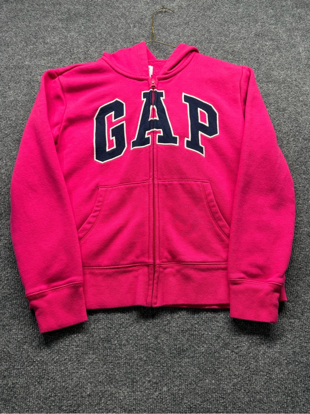GAP Bright Pink Full-Zip Hoodie with Navy Logo